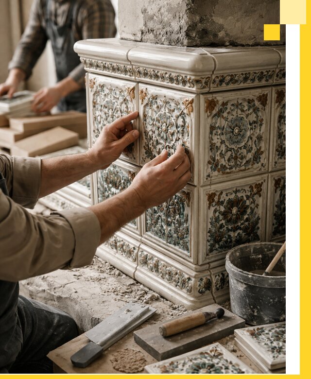 Изразцовые камины под ключ в Батайске: проект и монтаж