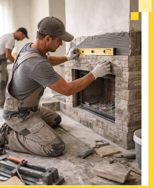 Облицовка каминов в Батайске, монтаж и отделка натуральным камнем