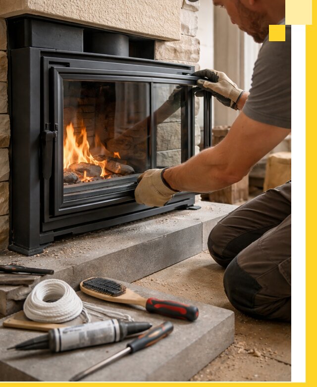 Производство, монтаж и доставка каминов со стеклом в Батайске