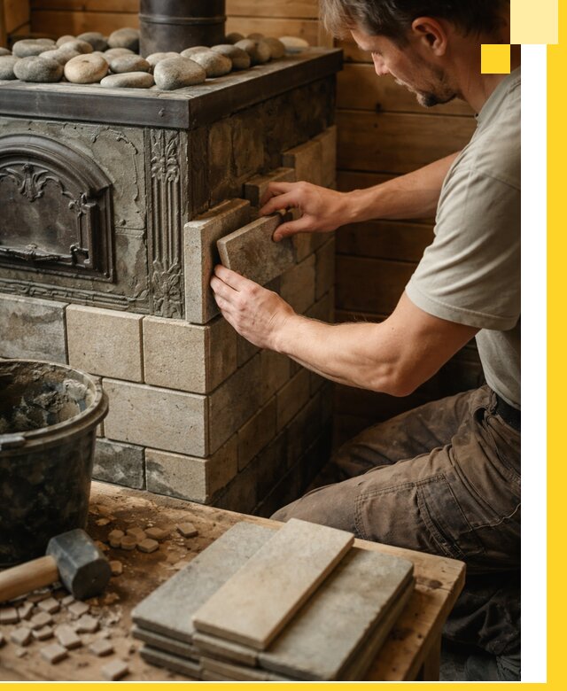 Облицовка банных печей в Батайске профессиональная отделка