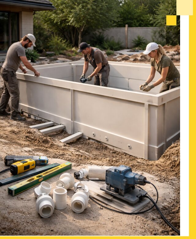 Установка полипропиленовых бассейнов под ключ в Батайске