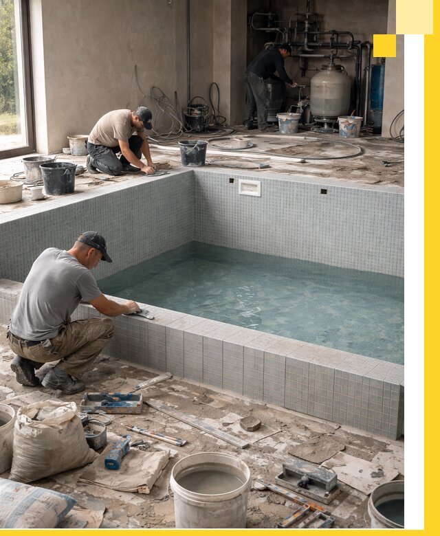 Строительство и монтаж бассейнов в помещении в Батайске