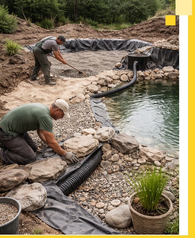 Строительство природных бассейнов и озер в Батайске под ключ