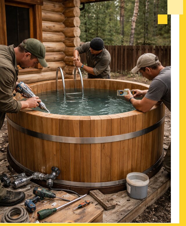 Строительство бань с купелью под ключ и отделкой в Батайске