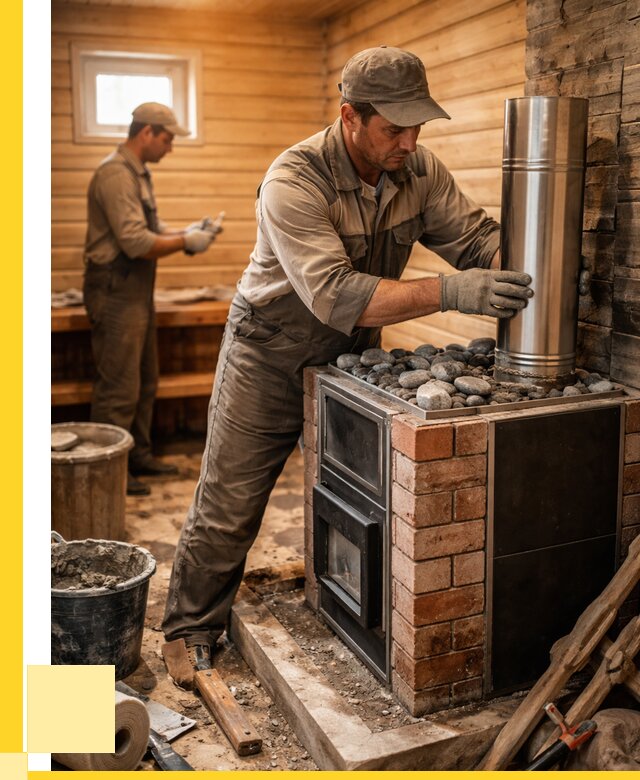 Монтаж печи в бане под ключ в Батайске от 20242 р. | ЭриданБтс