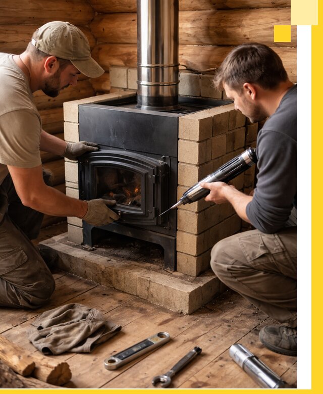 Монтаж и установка печи в бане под ключ с гарантией в Батайске