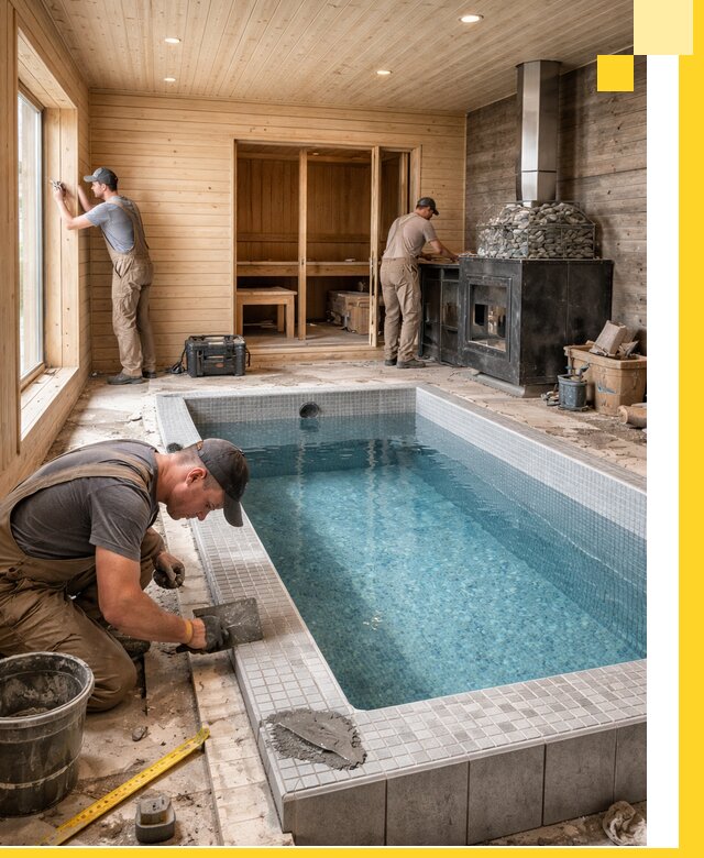 Проект бани с бассейном и сауной в Батайске под ключ