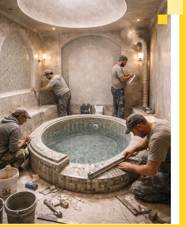 Профессиональное строительство хамама с бассейном в Батайске под ключ