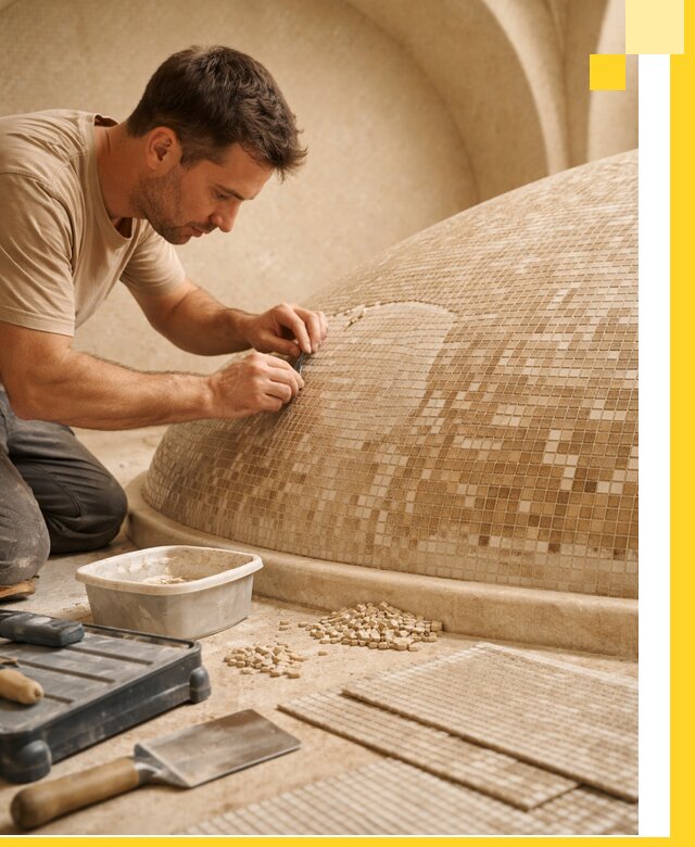 Профессиональная укладка мозаики для хамама под ключ в Батайске