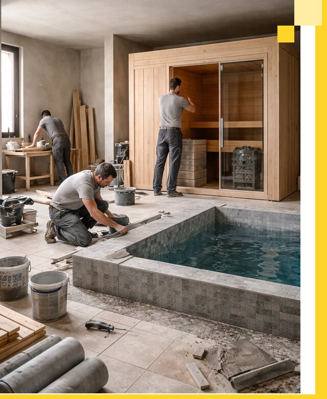 SPA зоны под ключ с бассейном сауной и печью в Батайске